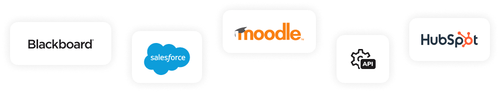 Moodle, salesforce, blackboard, hubspot
